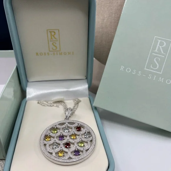 Ross-Simons Sterling Silver Multi-Gemstone Necklace – Vintage Statement Piece - Picture 17 of 17